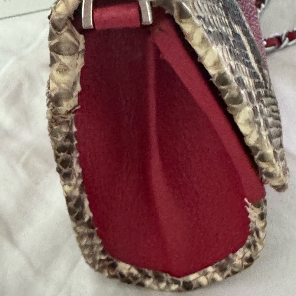 Handmade genuine galuchat (stingray leather) and python skin red handbag - Picture 3 of 10